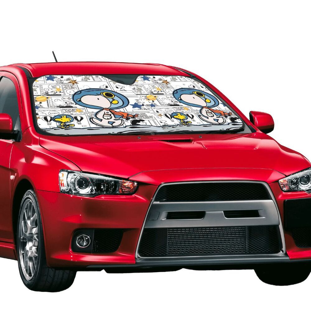 Snoopy car sunshade for front windshield, sun protection and heat insulation, sunshade with suction cup, foldable sunshade, manufacturer wholesale