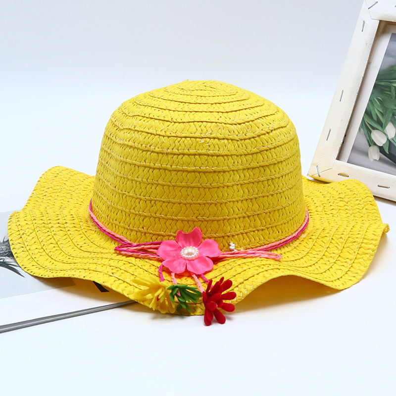 2색 로프 진주 꽃 노란색