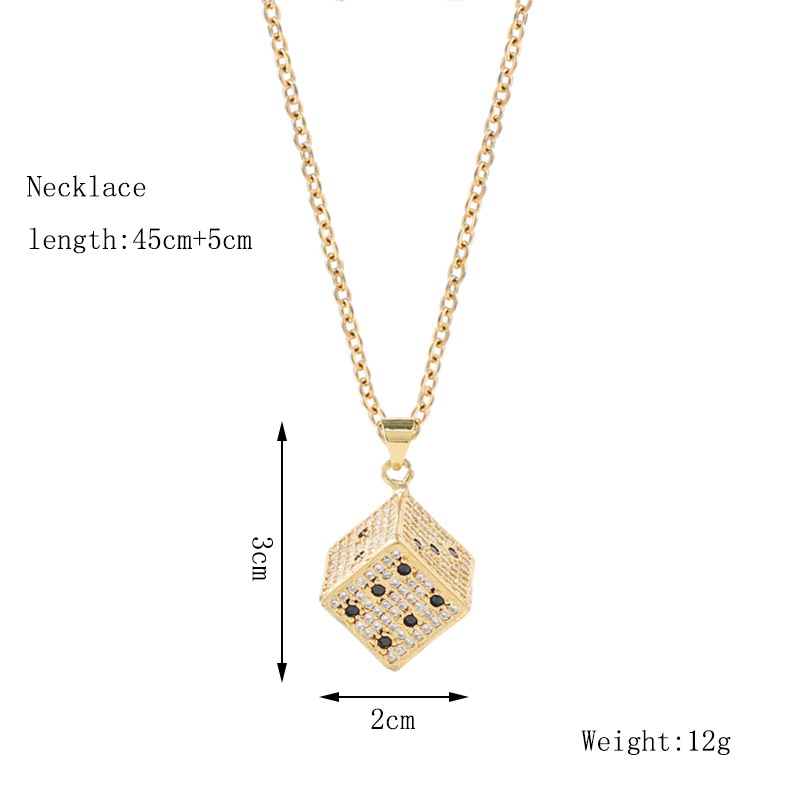 Wholesale Jewelry Dice Pendant Copper Inlaid Zirconium Necklace Nihaojewelry display picture 1