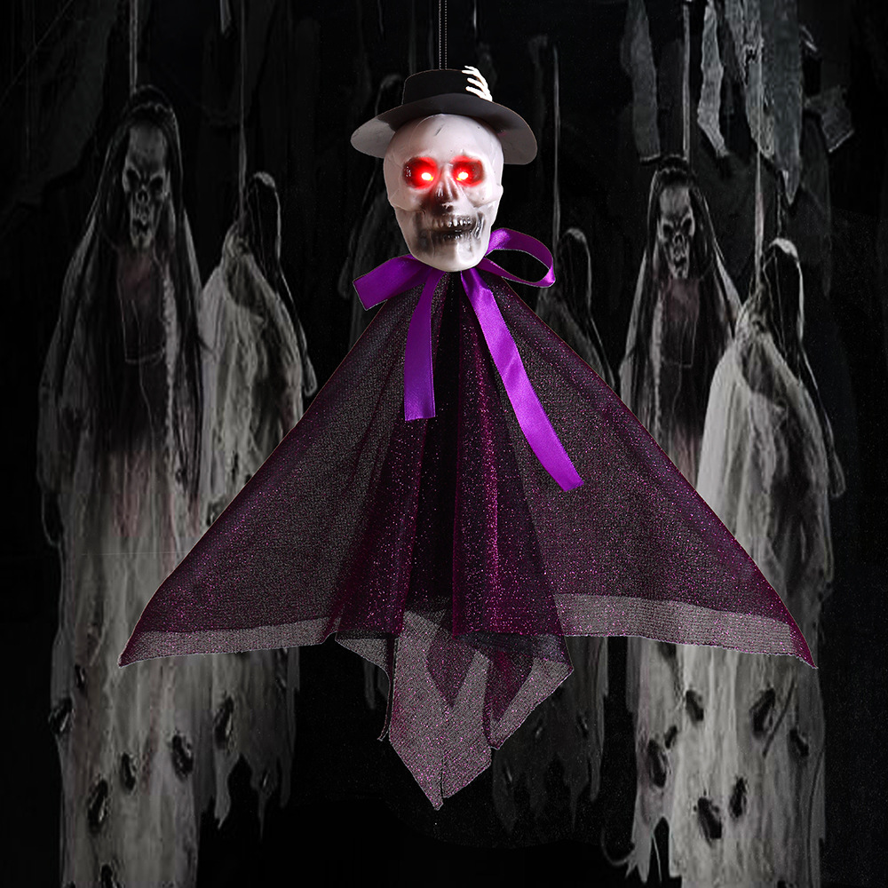 Halloween transfronterizo fantasmas colgantes brillantes sonorosas horrores colgantes fantasmas habitaciones embrujadas decoración de decoración de hechos al por mayor