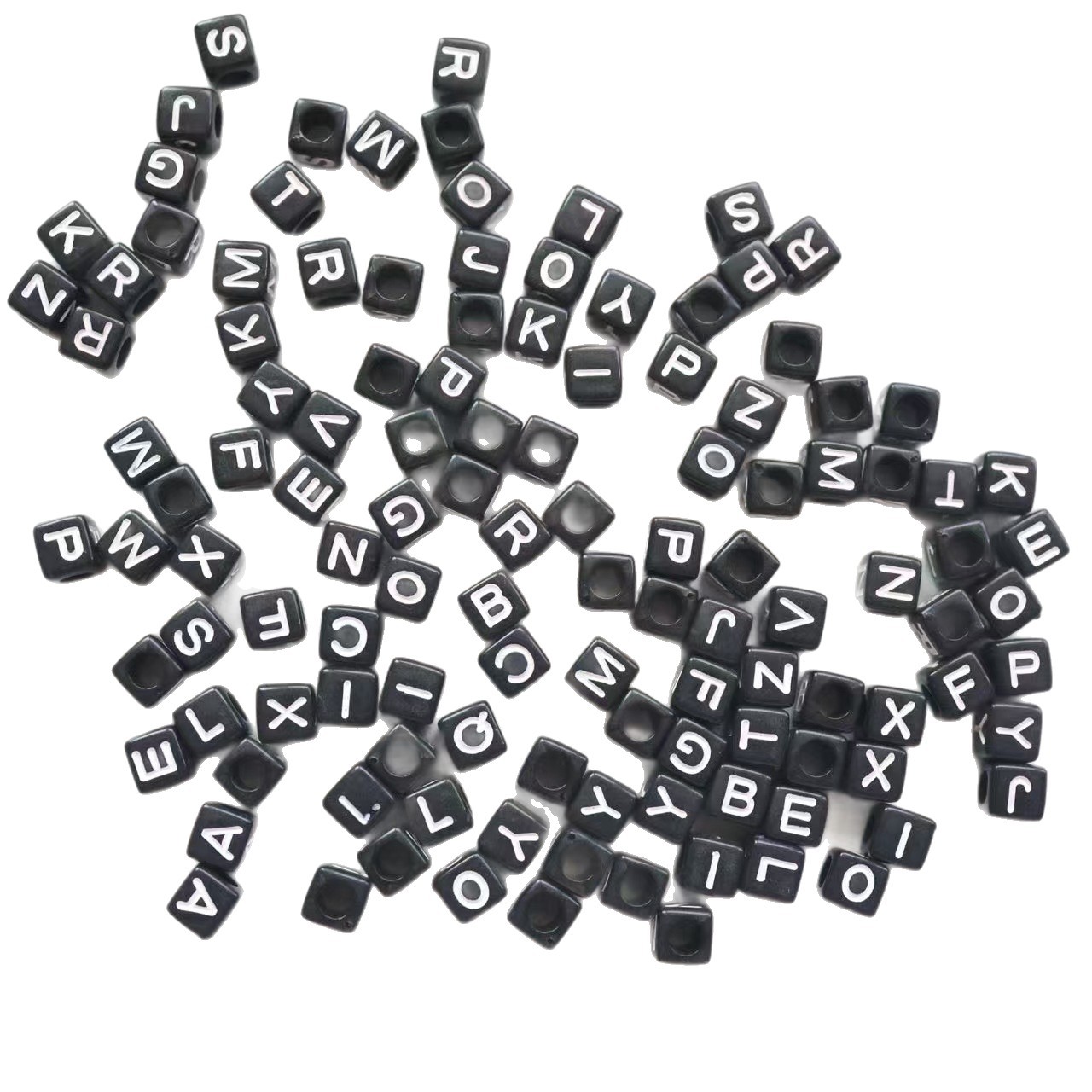 Cuentas de letras de patrón acrílico de agujero pasante cuentas sueltas diy pulsera de cadena de teléfono móvil joyería de cadena de todo fósforo accesorios con cuentas