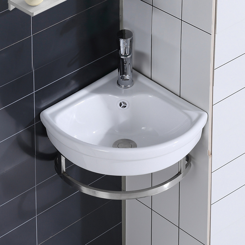 lavabo tipo pared lavabo cerámica esquina de pared triángulo pequeño tipo mini balcón lavabo en forma de ventilador para uso doméstico