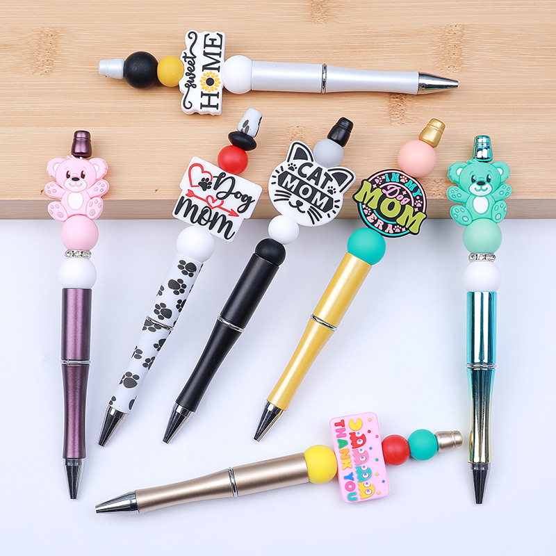 Animal MOM silicone beads cat mother teether DIY baby teething necklace mother scattered beads wholesale