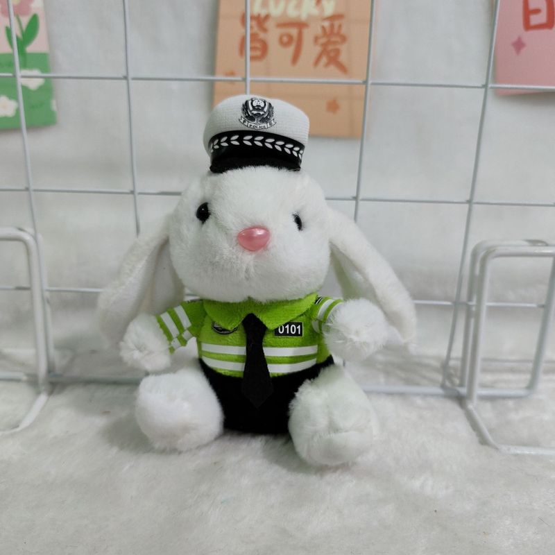 ネット赤かわいい萌え交通警官熊ストラップぬいぐるみ人形消防警察熊カバン掛けキーホルダー|undefined