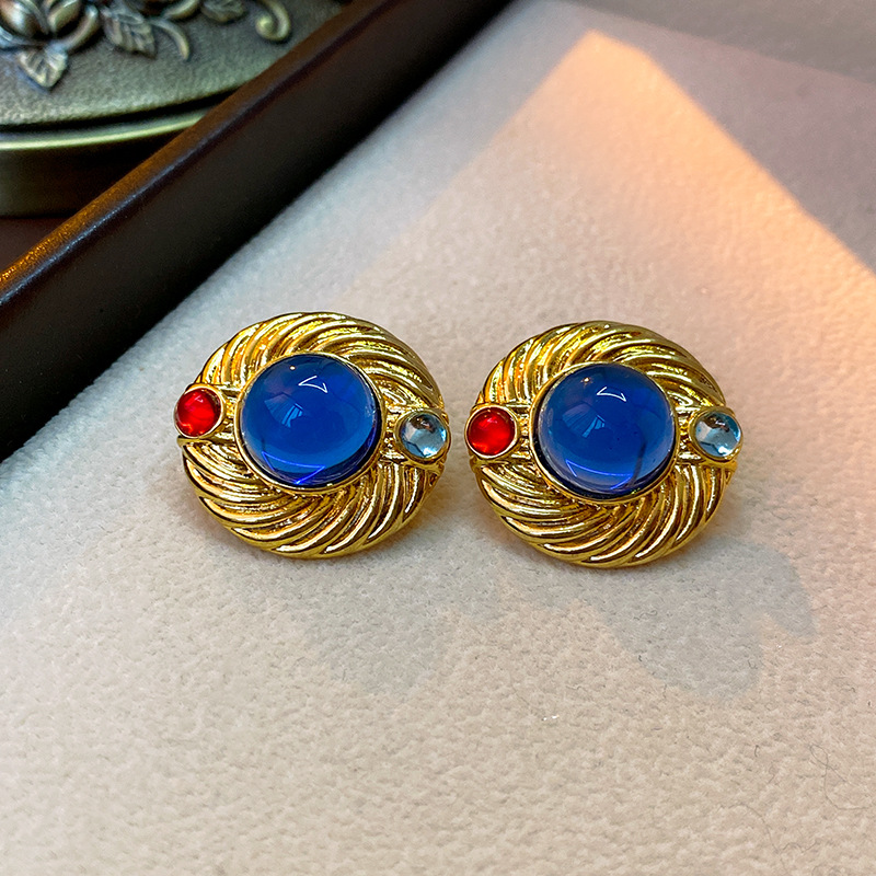 Drop Earrings, Ear Studs Classification 1 Pair Quantity 1 Pair Classical Water Droplets Flower Inlay Copper Artificial Gemstones Drop Earrings Ear Studs