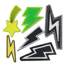 远大电脑绣花标闪电刺绣补丁贴跨境服装辅料diy箱包配饰刺绣布贴