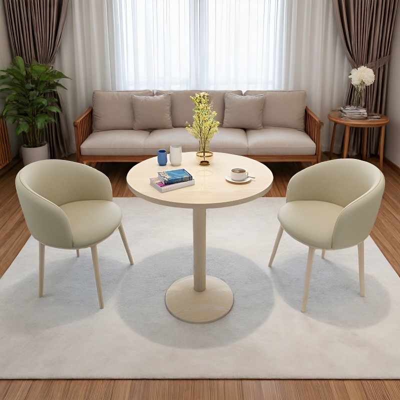 Simple sofa chair, reception desk and chair set for meetings, office furniture, balcony, cafe, round table, small apartment chair, backrest chair