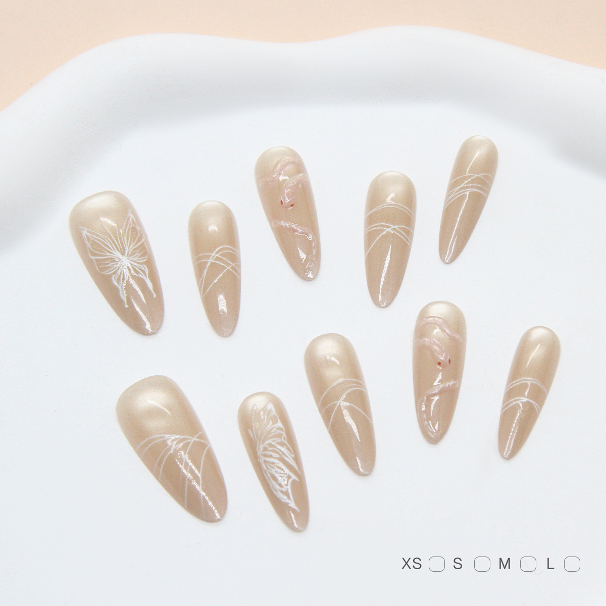 Uñas postizas removibles hechas a mano con forma de ojo de gato, manicura, uñas cortas de Ballet, tamaño dividido, uñas usables, 10 piezas, venta al por mayor