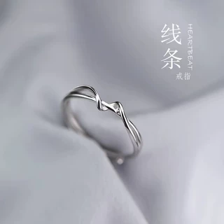 简约线条女戒指小众设计几何指环冷淡风时尚个性小清新活口