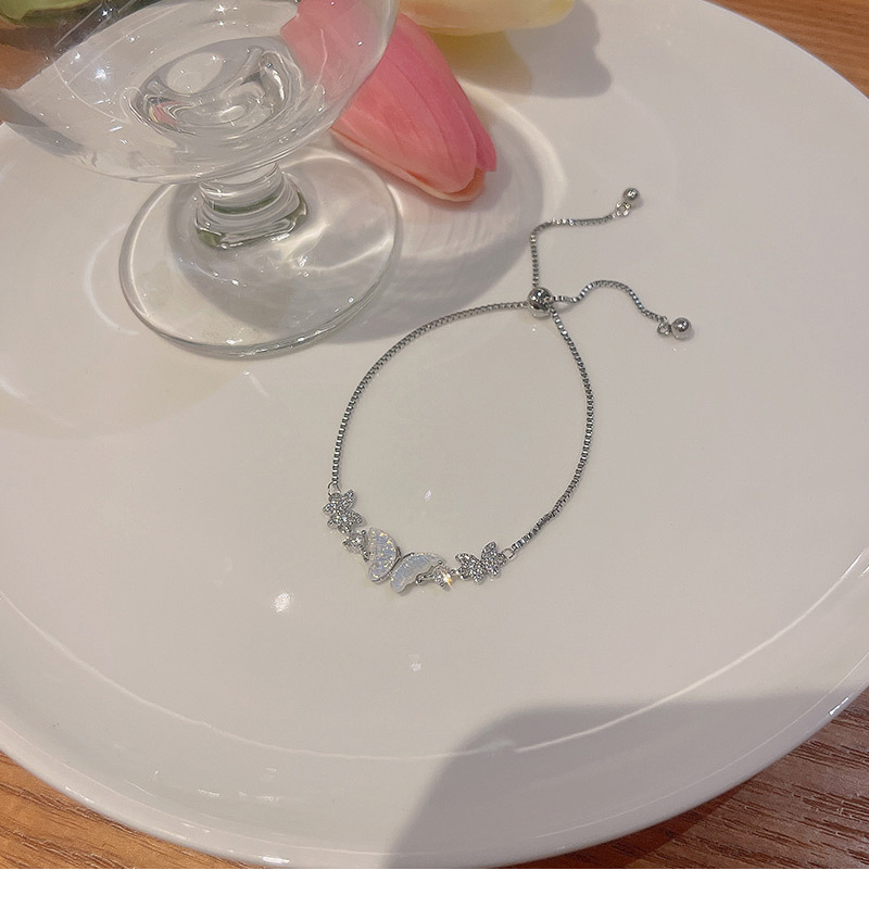 Fashion Butterfly Titanium Steel Plating Zircon Bracelets 1 Piece