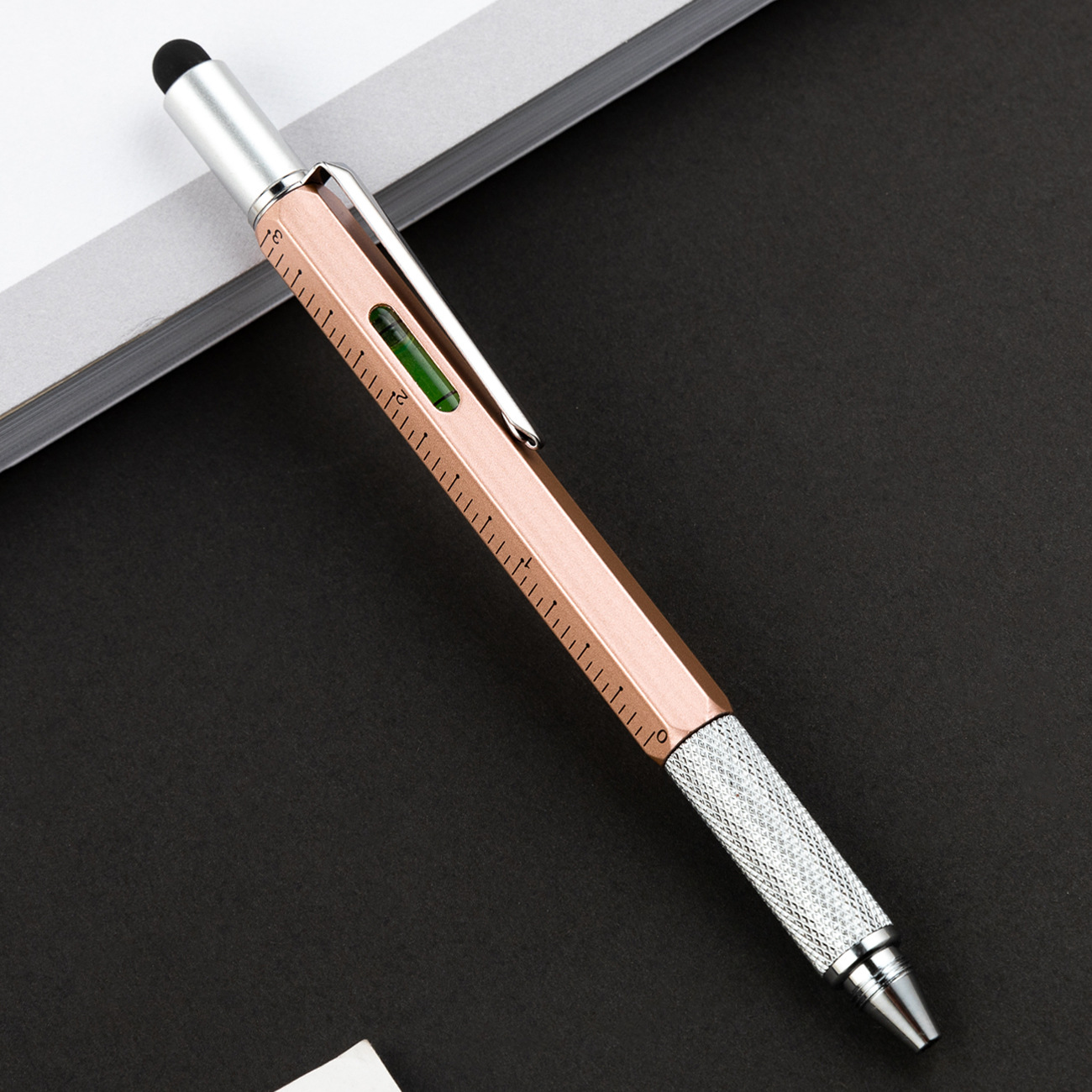 Lápiz multifuncional 6 en 1 lápiz de bola de metal calibración in situ nivelador destornillador lápiz de condensador herramienta creativa lápiz