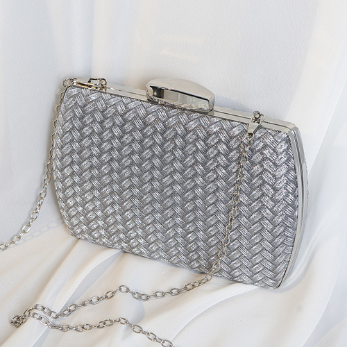 European and American cross-border new retro versatile woven pattern dinner bag banquet clutch bag women's cross-body small square bag evening bag