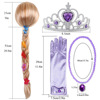 Golden purple wig for princess, gloves with bow, necklace, chain, set