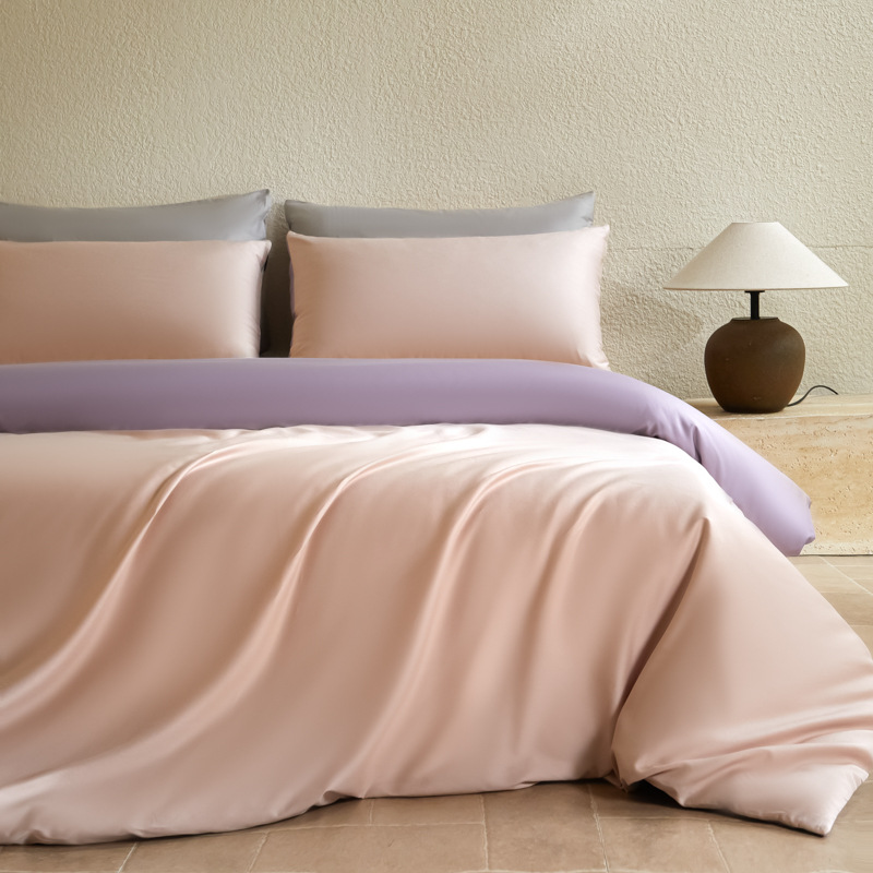 100 traje de cama de satén de algodón de fibra larga de cuatro piezas de algodón puro 2025 nuevo traje de tres piezas de funda de edredón de sábana de lujo ligero 4