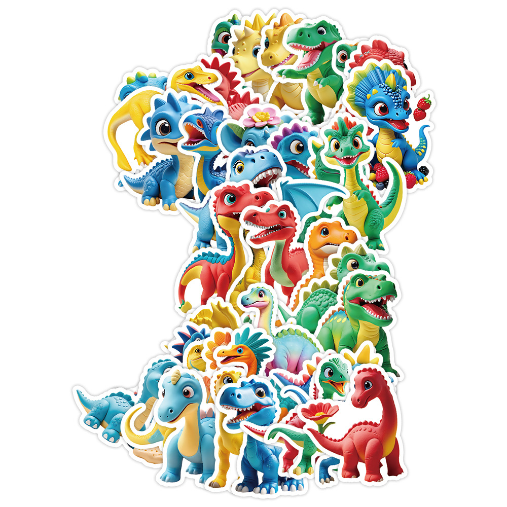 50张新款可爱恐龙涂鸦贴纸水杯电脑防水装饰贴纸跨境文具贴纸批发