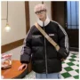 美式立领撞色条纹棉衣