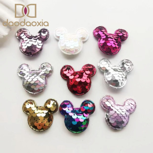 Factory wholesale double-sided sequins Mickey Mouse jewelry material color cartoon animal Korean hair clip hair band accessories