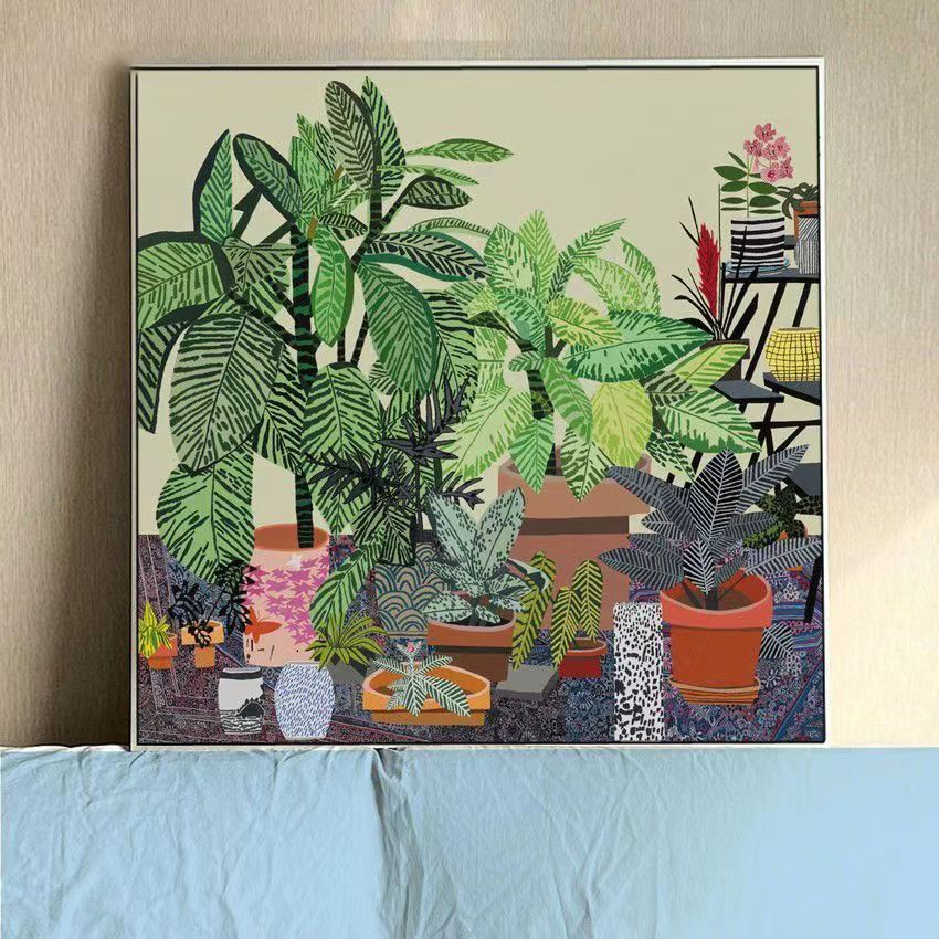 Scandinavian Fresh Green Plants Niche Hanging Paintings American Pastoral Style Decorative Paintings Office Kidsren's Room Entrance Living Room Paintings