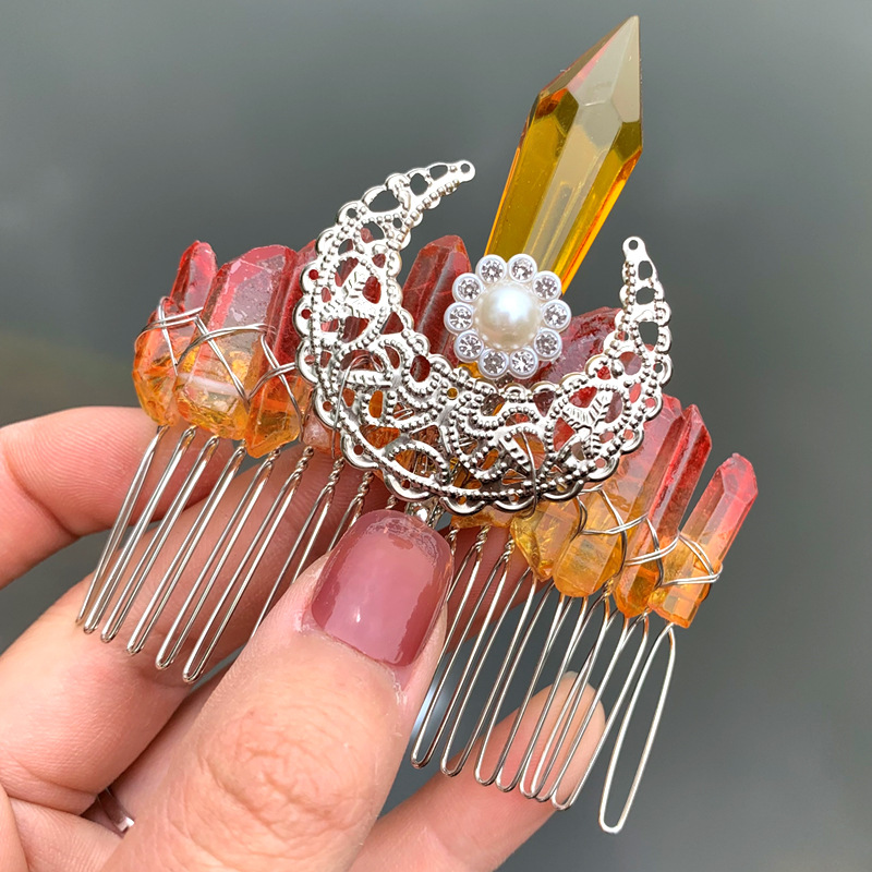 Glam Crown Crystal Handmade Inlay Rhinestones Insert Comb display picture 3