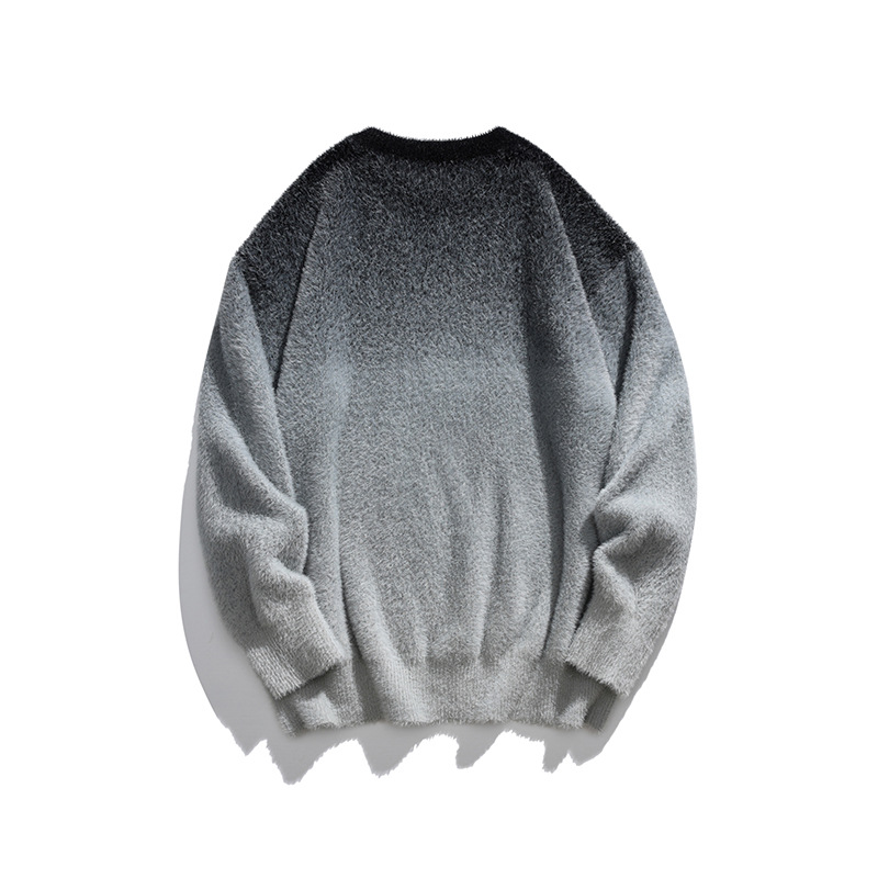 Retro winter design knitted sweater with a round collar