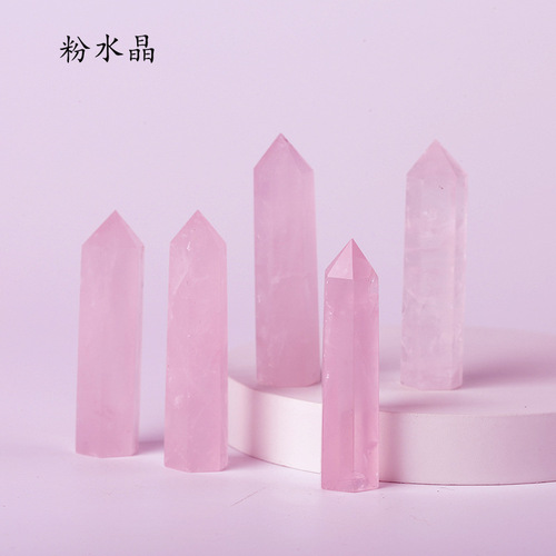 Cross-border hot-selling natural crystal column, six-sided single-pointed column, multiple materials, rough stone, polished crystal column wholesale