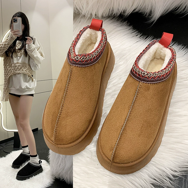 Зимние платформенные туфли, размер плюс, тёплая обувь на Slip-on, коллекция 2023
