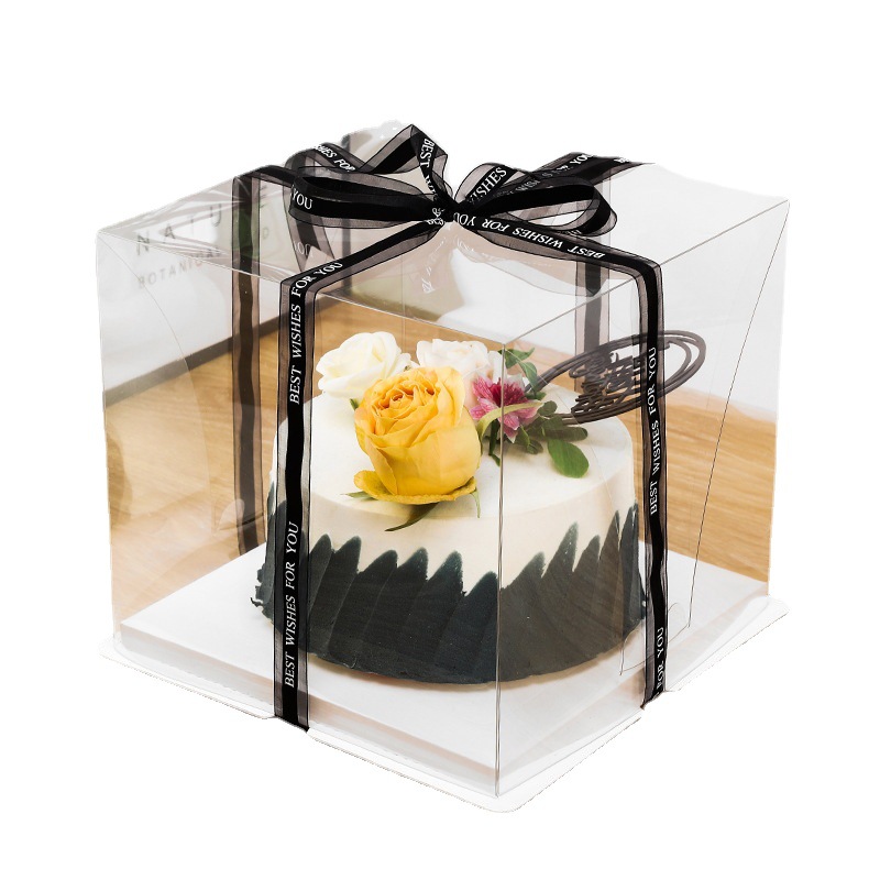Caja de pastel de cumpleaños transparente embalaje al por mayor 4 pulgadas 6 pulgadas caja de embalaje de 8 pulgadas caja de pastel portátil para hornear