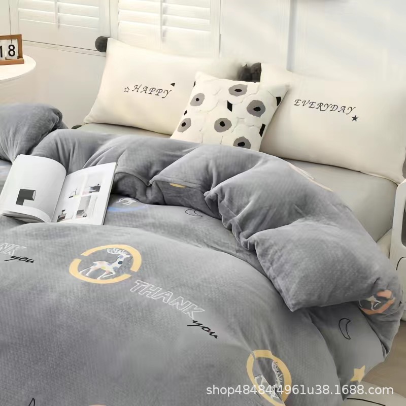 Flange edredón más edredón cubierta doble una sola pieza de lana de coral de doble cara de lana de invierno