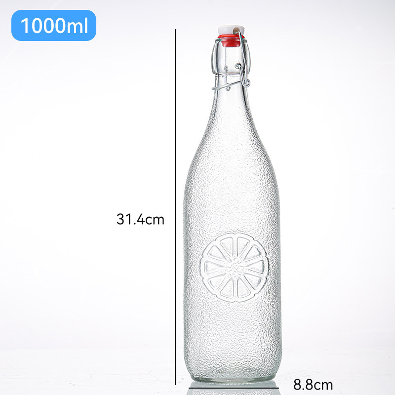 Botella de vino de cierre de vidrio transparente botella de cerveza de enzima botella de vino de hielo botella vacía de vidrio sellado botella de cerveza