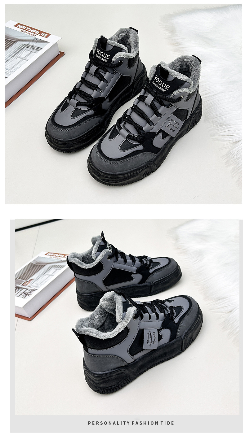Damen Stiefeletten Kaschmir High Top Plattform Freizeitschuhe_voghion.com