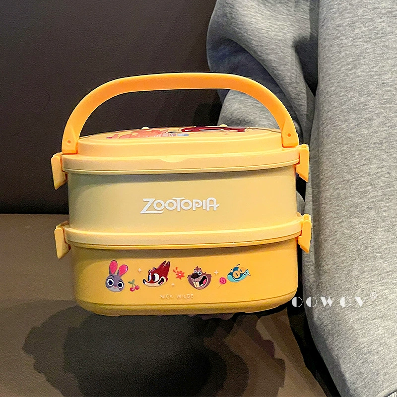 Thermos with animals stainless steel, rectangular double-layer lunch box for students