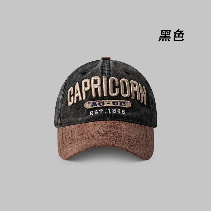 新しいレトロなコントラストカラーのアメリカンストリートベースボールキャップ、ダメージ加工されたカラーブロックのひさしキャップ、女性用の文字、小さなカジュアルな男性用トレンド|undefined