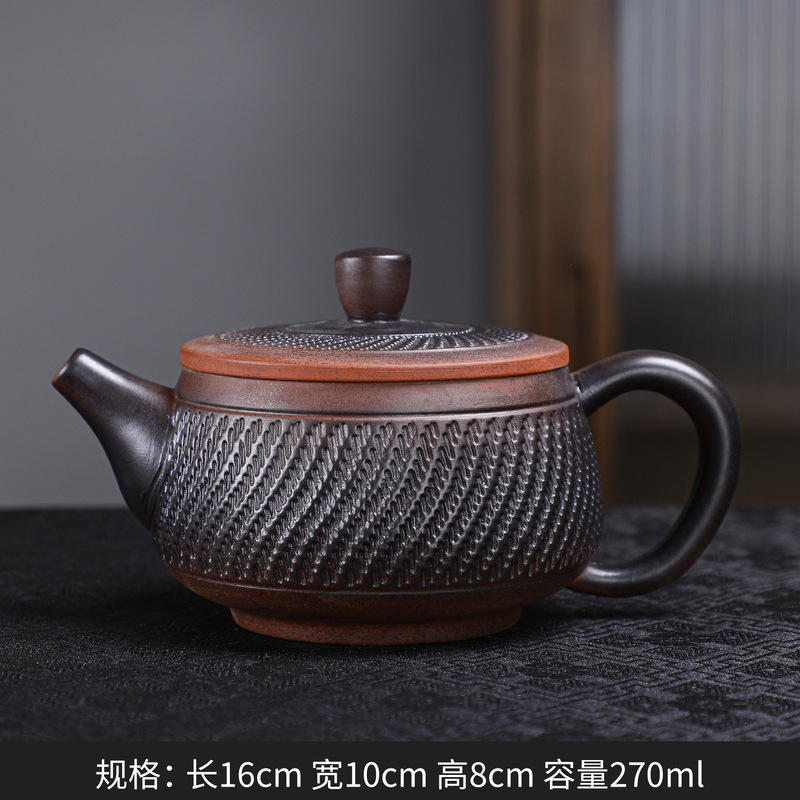 紫陶手工跳刀大容量泡茶壶家用功夫茶具复古凤鸣特紫砂壶批发|undefined