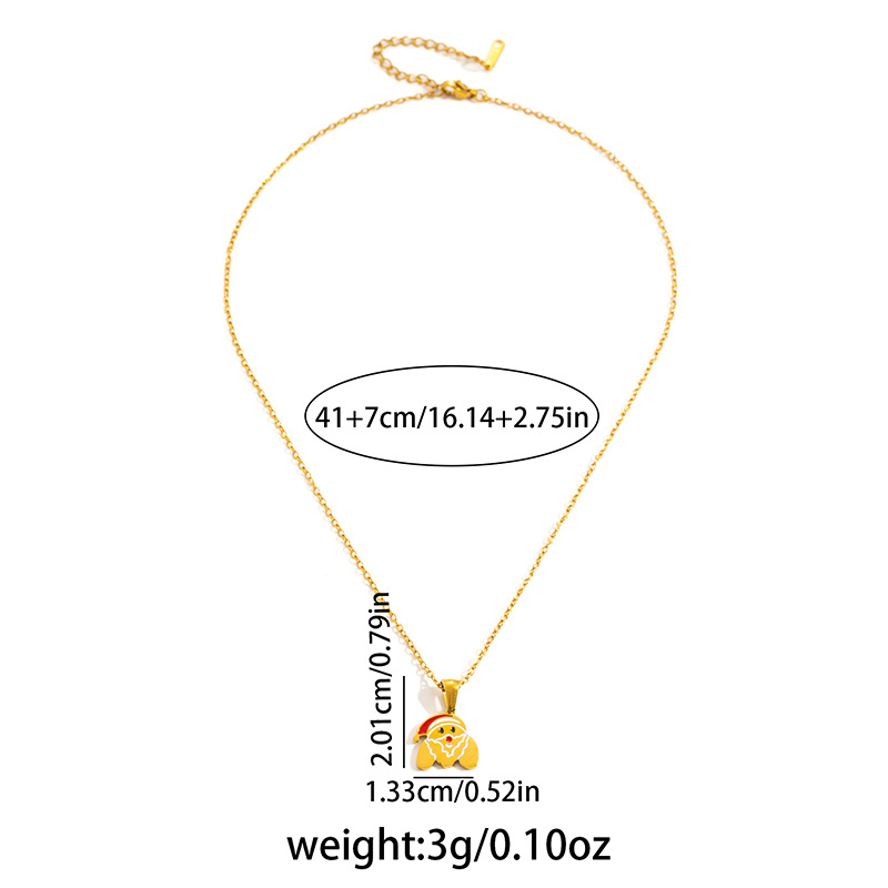 7g Weight 0.03µm Gold Plating Thickness Electroplated Gold Plating Process Golden Plated Plating Material 201 Stainless Steel Pendant Material Pendant Necklace Classification 201 Stainless Steel Chain Material cable chain Chain Type 1 Piece Quantity Holiday, Daily Occasion 201 Stainless Steel Material Santa Claus, Number Pattern Women's Gender Cute Style Plating Craft Fashionable Stainless Steel Christmas Necklace For Women 26 Small Letter Pendants Versatile Minimalist Choker Trendy Accessory 41