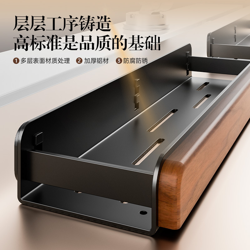 吹风机置物架电吹风挂墙上吹风筒置不锈钢中古风胡桃木吹风机架|undefined