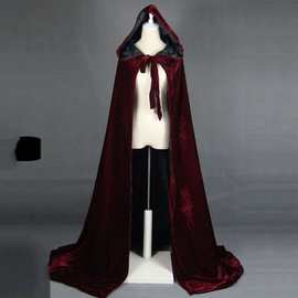 欧美外贸双层万圣节动漫角色扮演厚披风天鹅绒披风新娘风衣舞台装