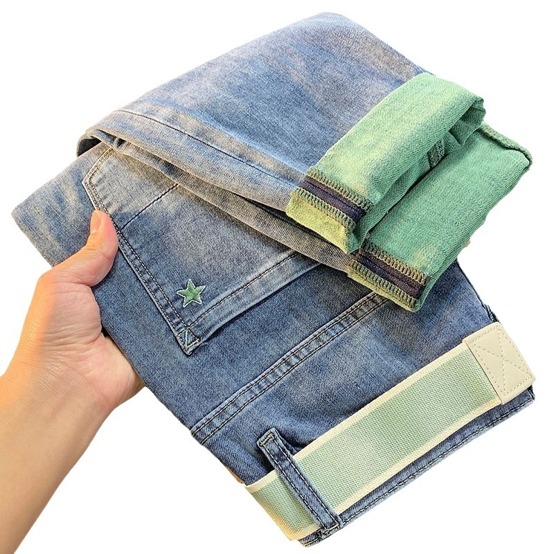 Jeans, leichter Luxus, High-End-Herren-Frühlings- und Sommer-Neuheiten, trendige Marken, Slim Fit, elastische Hose mit kleinem Bein,_voghion.com