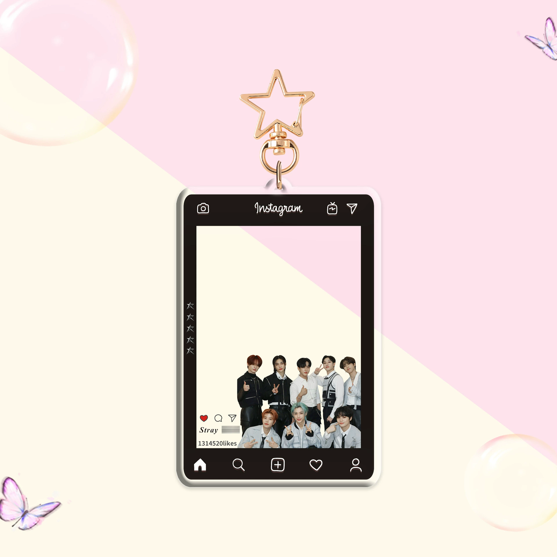 Светло-розоваяInk StrayKids (G) I-DLE акриловый брелок с фоторамкой INS звезда вокруг