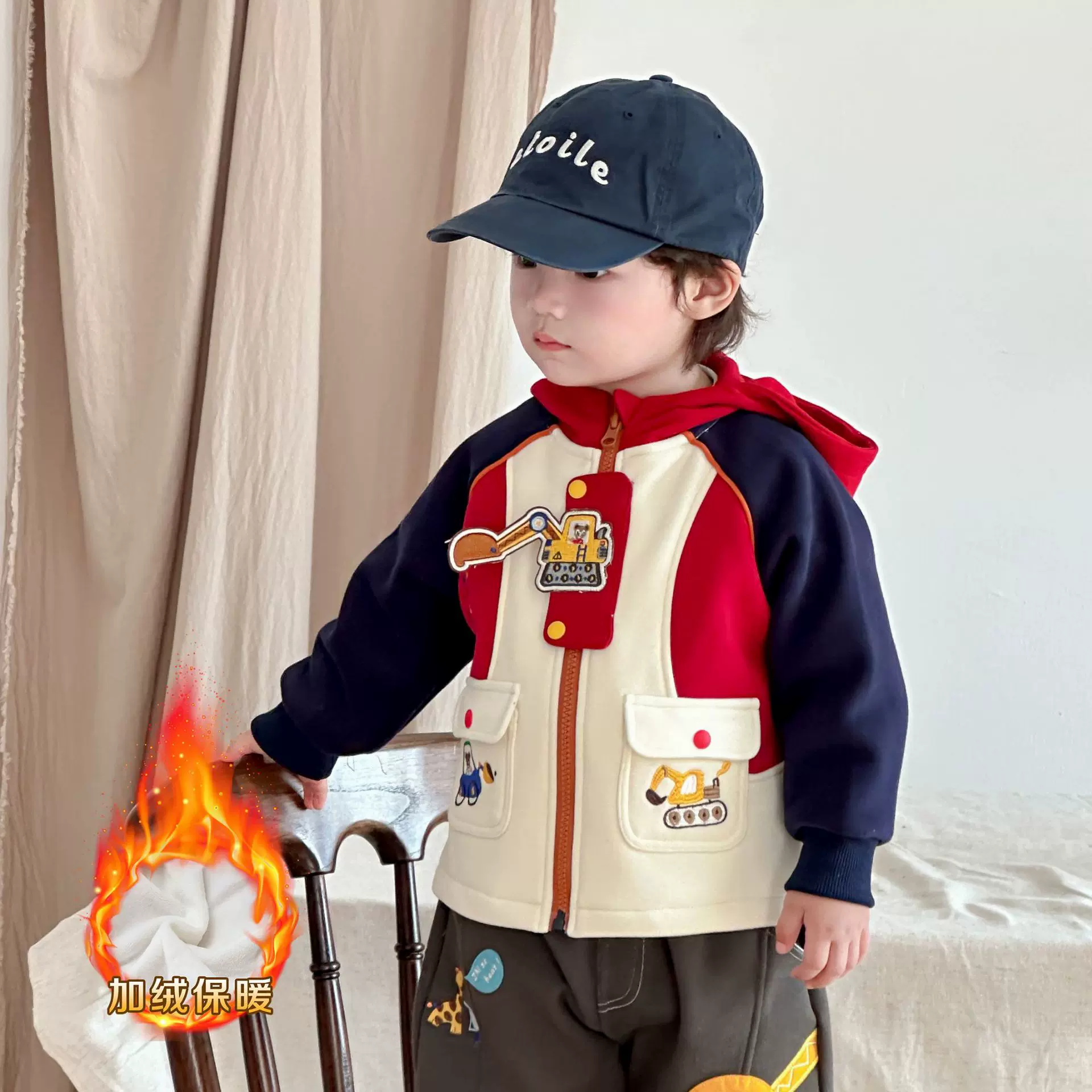 男童外套2025年冬季新款女童外套连帽儿童拜年服女童加厚外套批发