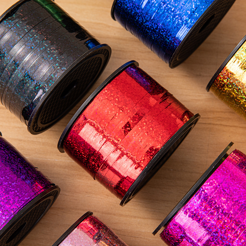 Ventas Directas de la fábrica 5mm * 100 yardas de cinta láser atmósfera decorativa cinta globo boda cinta de diseño al por mayor