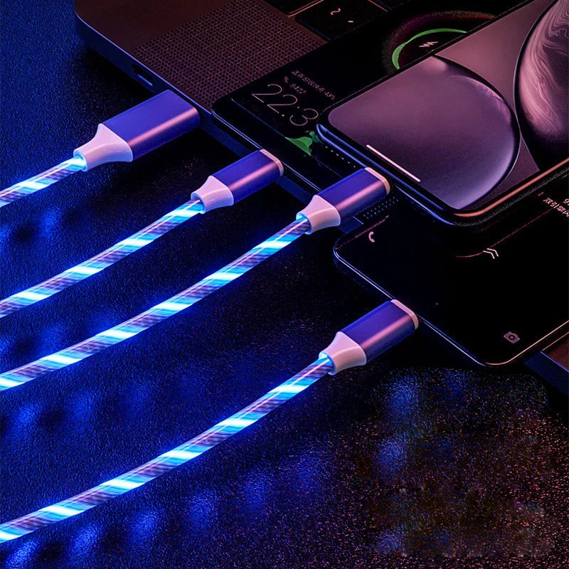 Apple ve Huawei cep telefonları için uygun hızlı şarj kablosu, bir-üç flama veri kablosu, üçü bir arada tip-c çadır araba