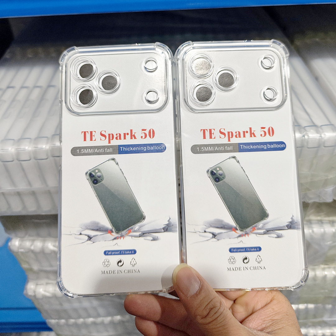 适用TECNO Spark 50 5G防摔手机壳 四角气囊防摔精孔透明TPU软壳