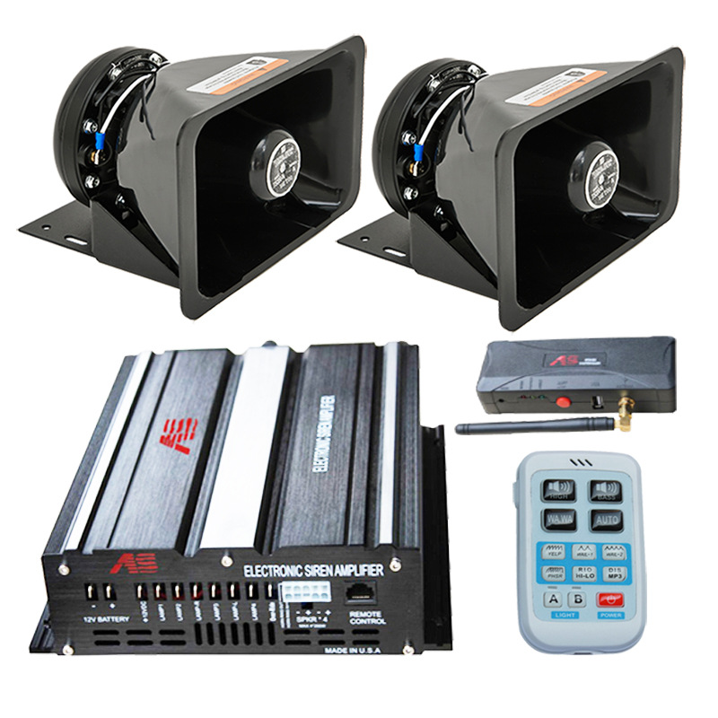 Car-mounted wireless alarm system, 600W dual-channel loudspeaker, high-pitched siren, and amplifier A10G + square-mouth speaker