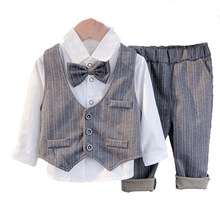 定制children Suit春秋款男宝宝绅士中小童马甲衬衣长裤西服套装