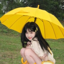 黄色雨伞背着善宰跑6年新加大加厚加固长柄伞强风暴雨太阳伞女生