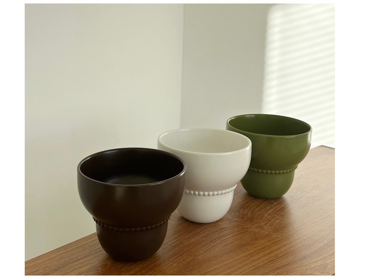 Ceramic Flower Pot High Grade Solid Color Korean Style Planter_voghion.com