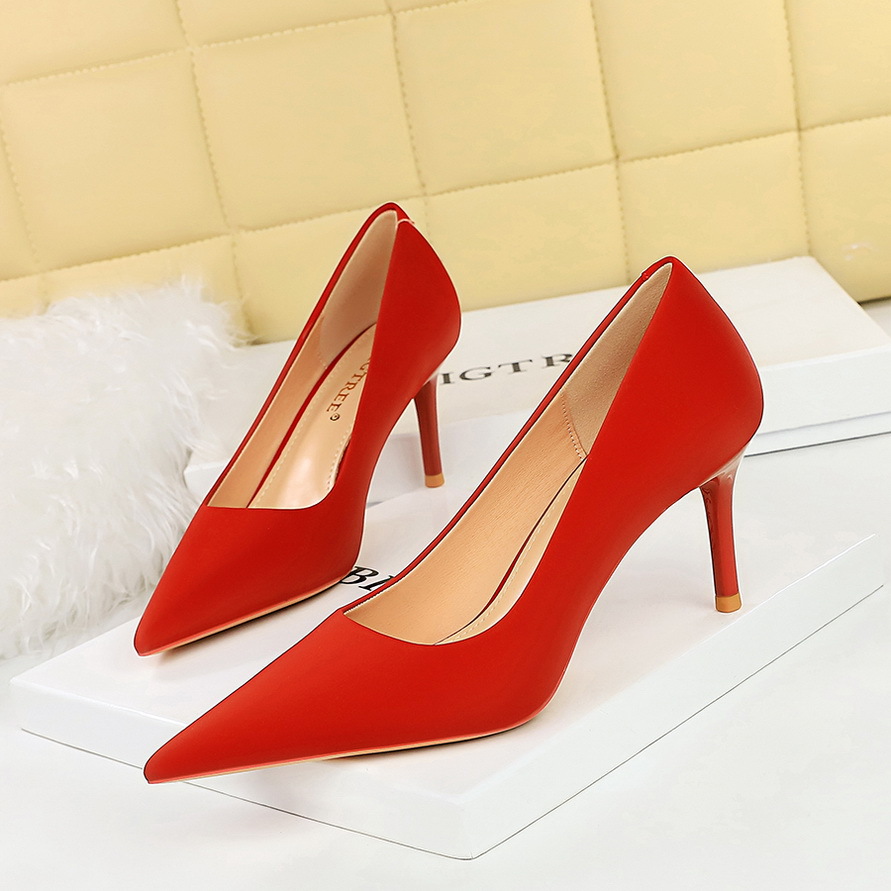 3265-A1 European And American Style Fashion Simple Stiletto Heel Shallow Mouth Pointed Toe Versatile Commuting High_vogvips.com