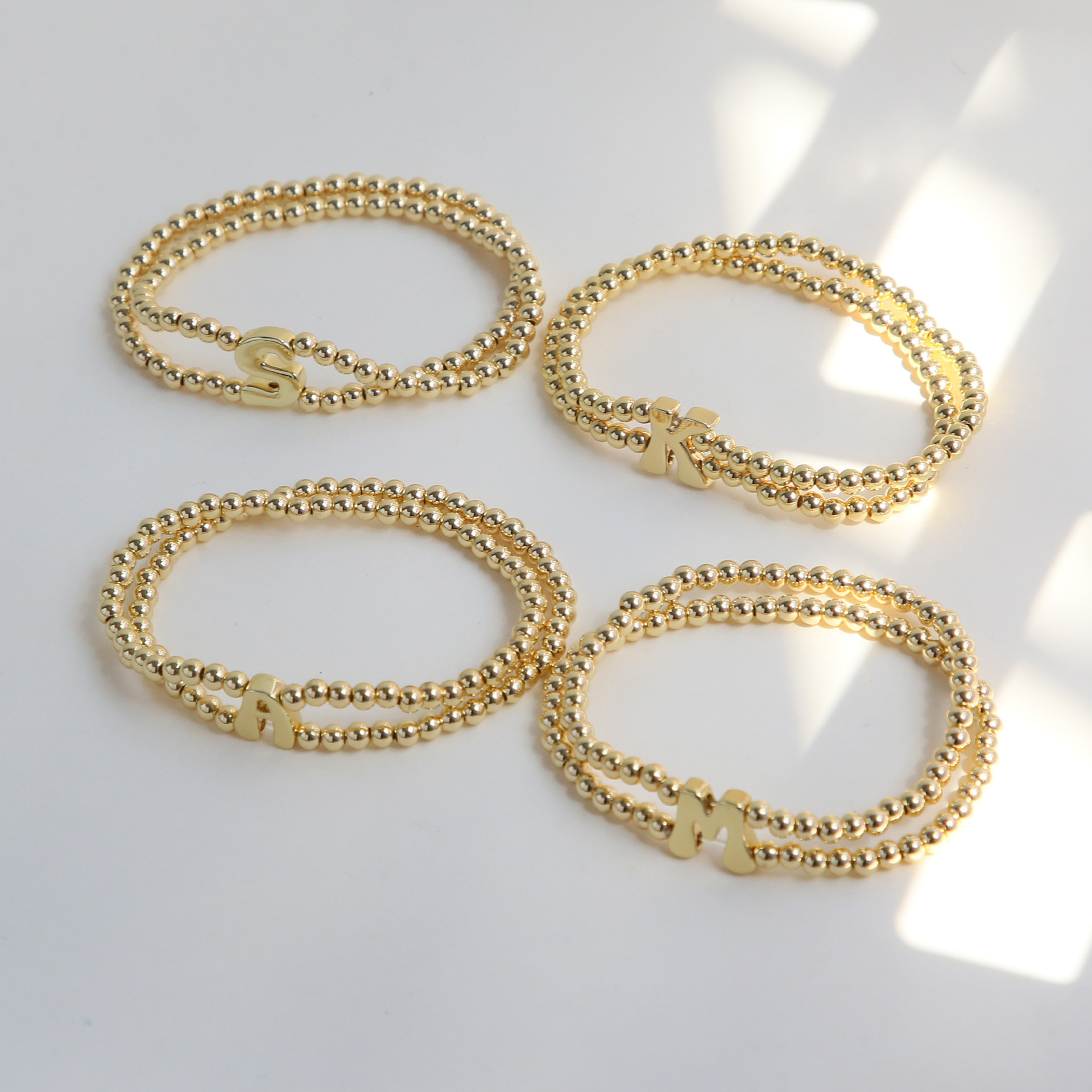 Letter Pattern All Seasons Season Unisex Gender Wholesale Jewelry INS Style Classic Style Letter Copper Plating Beaded Chain Bracelets