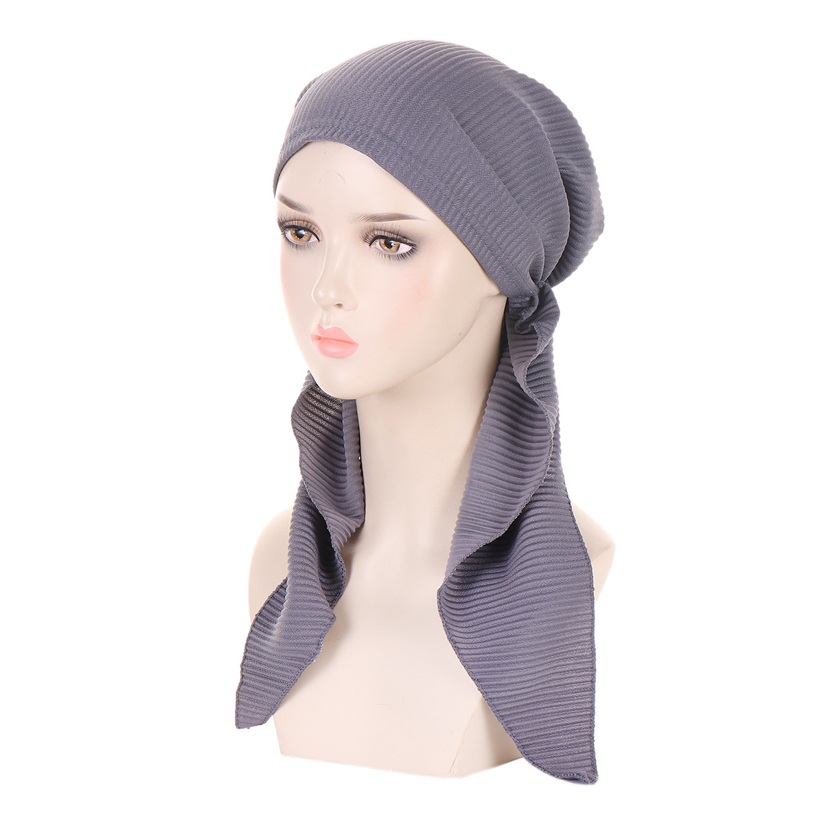 cappello musulmano a turbante con cappello curvo finale da donna in tinta unita in stock_voghion.com