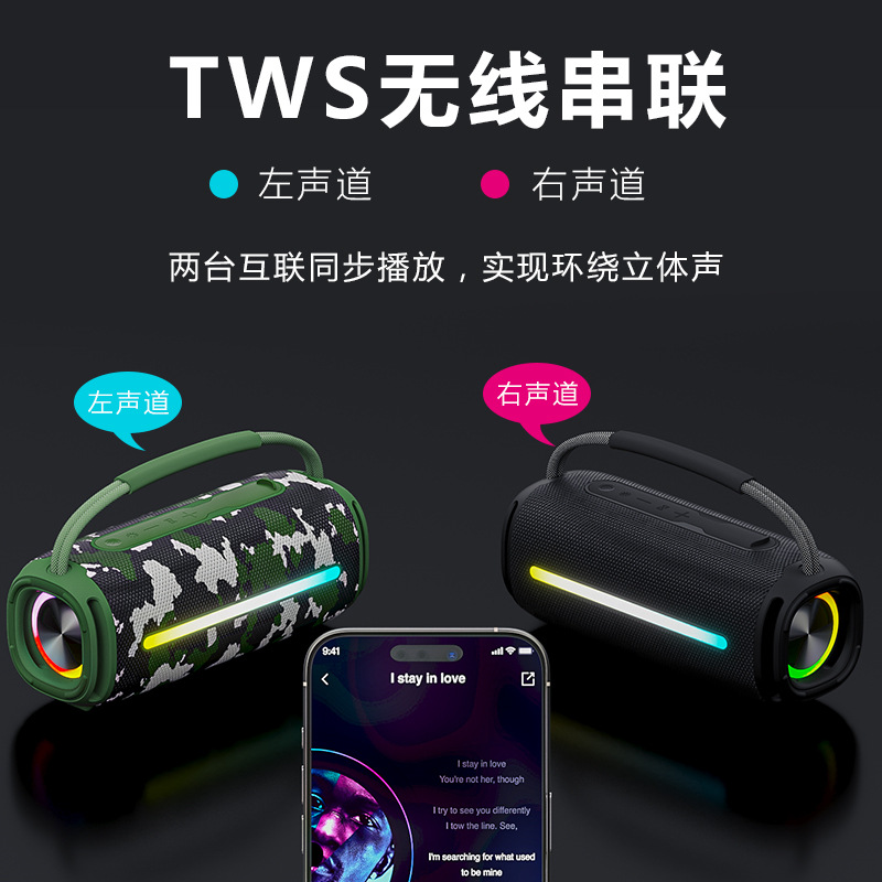 Nuevo modelo privado Altavoz Bluetooth inalámbrico Melodía LED Lámpara colorida Altavoz Bluetooth de graves pesados impermeable para exteriores portátil